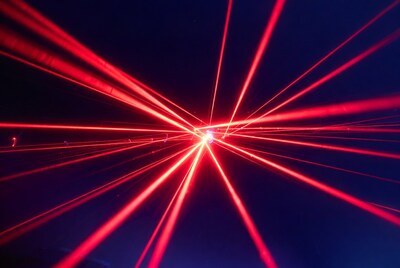 Red Laser Beams on Dark Background