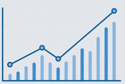 Blue upward trend line chart
