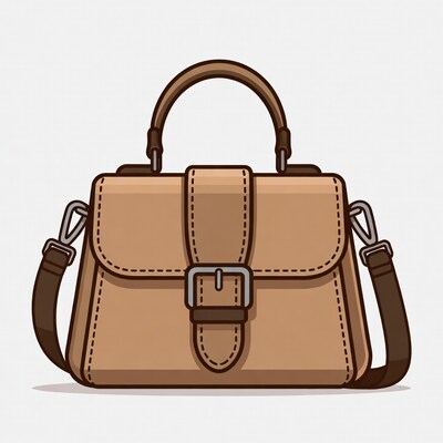 Brown leather handbag illustration
