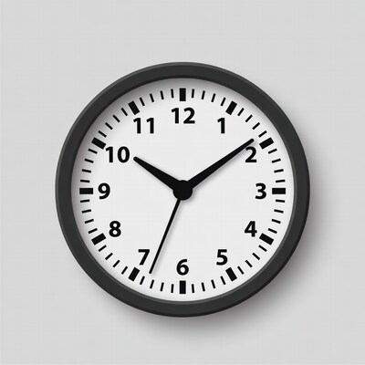Black wall clock on gray background