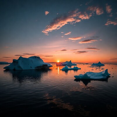 Icebergs at Sunset Reflection