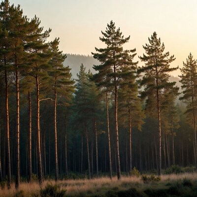 Pine Forest at Sunset