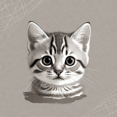 Cute tabby kitten illustration