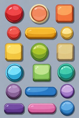 Colorful Cartoon Buttons Set