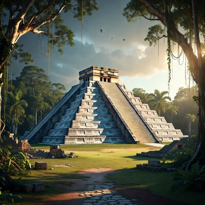 Mayan Pyramid in Jungle