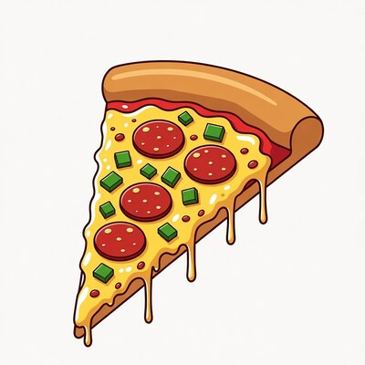 Pizza Slice with Pepperoni and Peppers