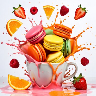 Colorful Macarons Overflowing from Cup