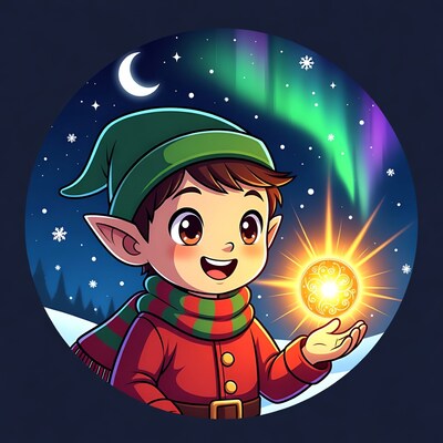 Chibi elf boy holding glowing orb