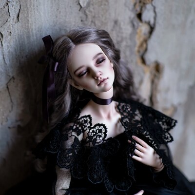 BJD doll in black lace dress