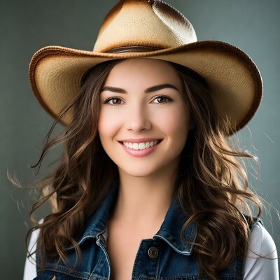 Smiling woman in cowboy hat