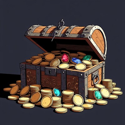 Open Treasure Chest with Gold Coins