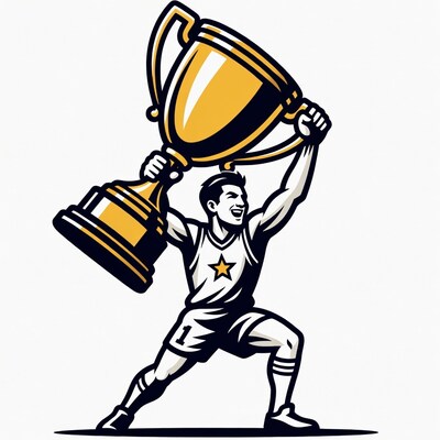 Athlete holding trophy illustration