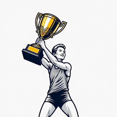 Woman holding trophy illustration