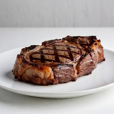 Grilled Ribeye Steak on Plate