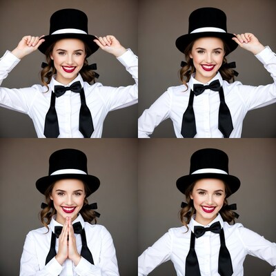 Woman in top hat and bow tie