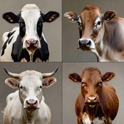 Four Closeup Cow Portraits