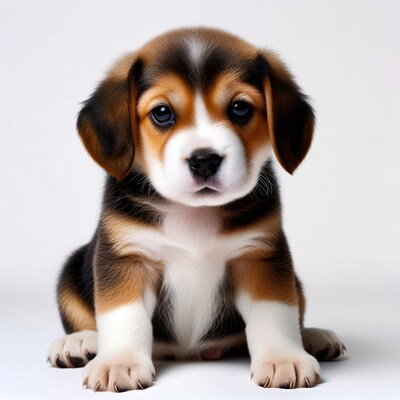 Cute Beagle Puppy Sitting