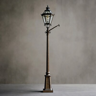 Vintage Street Lamp on Gray Background