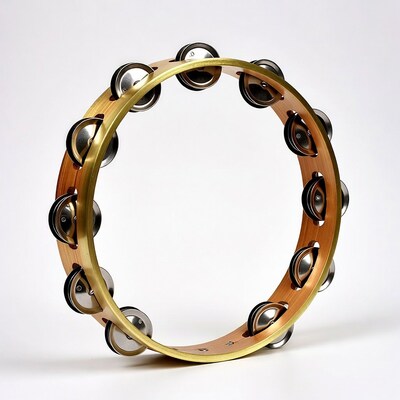 Tambourine with gold and silver jingles