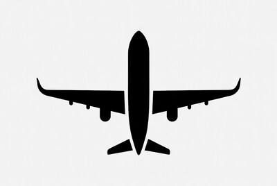 Black airplane icon top view