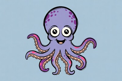 Cute purple octopus illustration