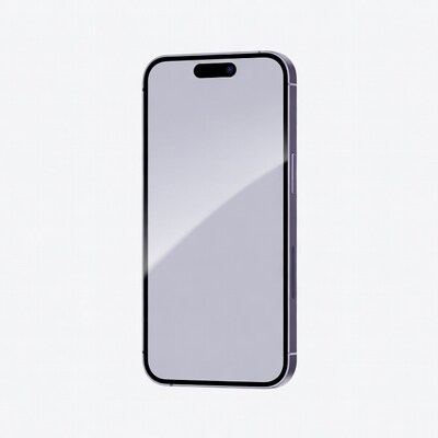 Purple iPhone on white background