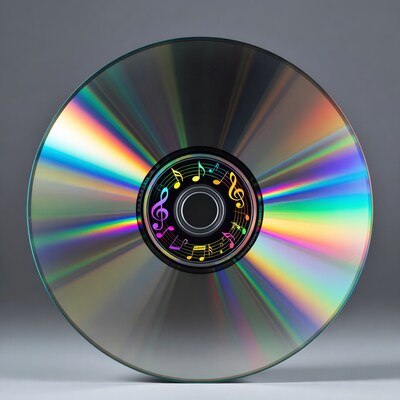 Music CD with colorful notes