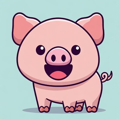 Cute smiling pink pig illustration