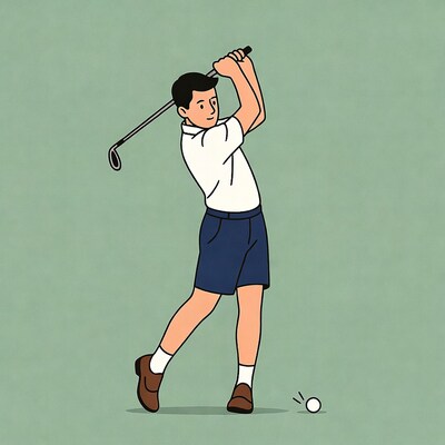 Man swinging golf club illustration