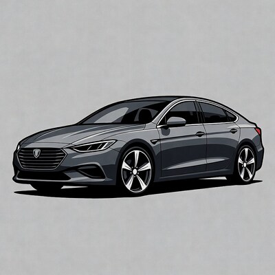 Gray Maserati Ghibli illustration