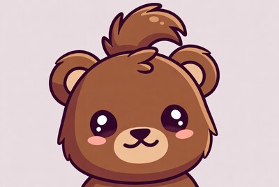 Cute kawaii brown bear illustration
