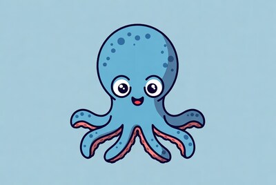 Cute blue octopus illustration