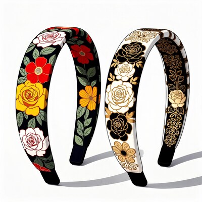 Two Floral Patterned Headbands