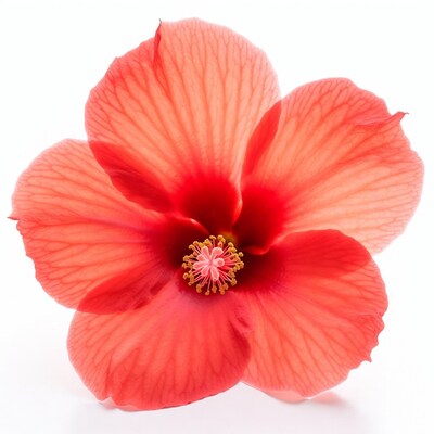 Pink Hibiscus Flower on White Background