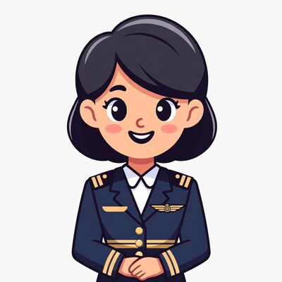 Cartoon female pilot smiling