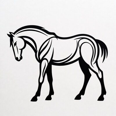 Black silhouette horse illustration