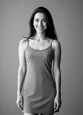 Smiling woman in tank dress