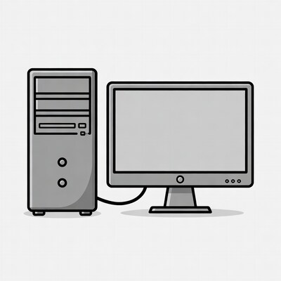 Desktop Computer and Monitor Illustration