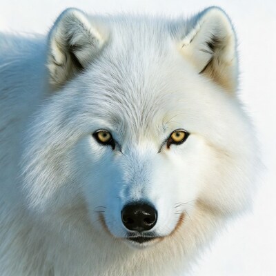White Arctic Wolf Closeup