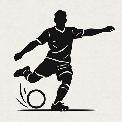 Man kicking soccer ball silhouette