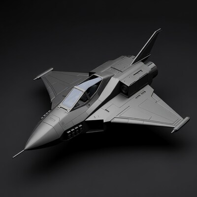 Gray 3D fighter jet