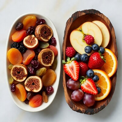 Dried and Fresh Fruits in Bowls