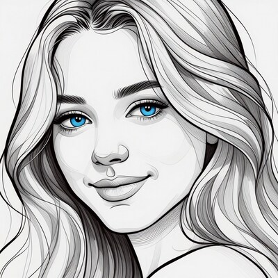 Blonde woman with blue eyes illustration