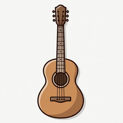 Cartoon Acoustic Guitar Illustration