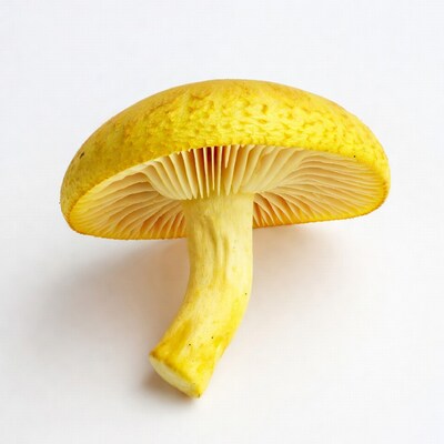 Yellow Mushroom on White Background