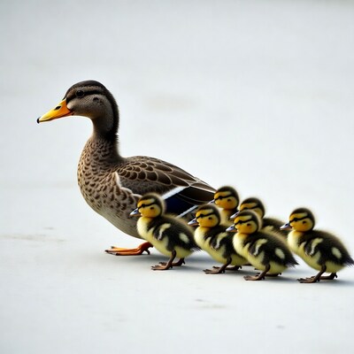 Mother duck with ducklings
