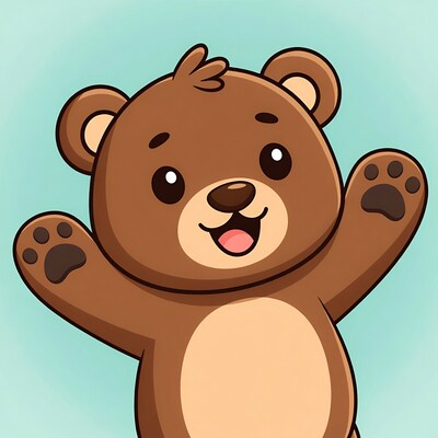 Cute cartoon bear waving arms