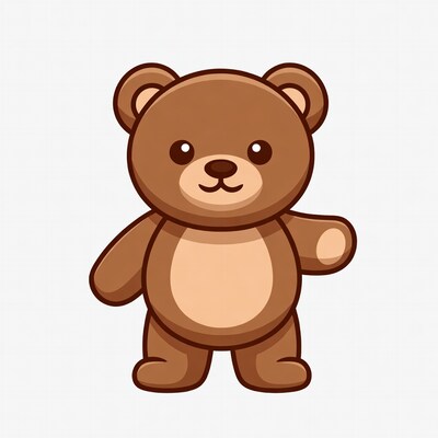 Cute cartoon teddy bear waving