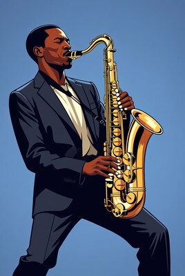 African-American man playing saxophone