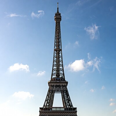 Eiffel Tower against blue sky